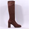 Miss Elastic Hilary Platform Long Boot - Brown Suede